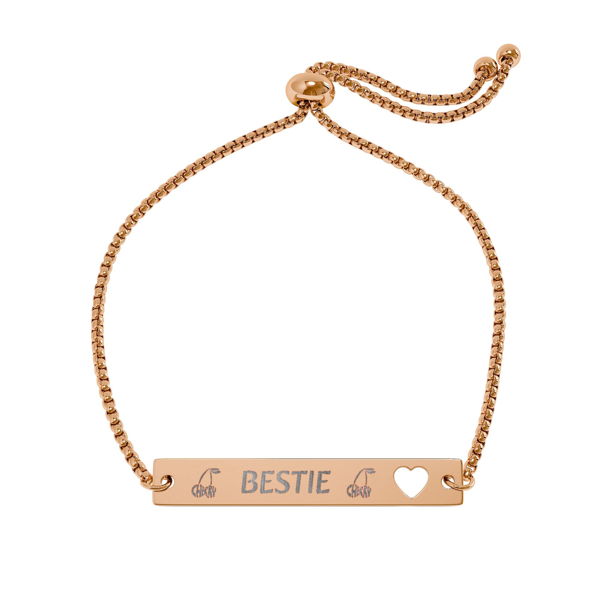 Engravable Heart Bar Bracelet — Adjustable Personalized Name Bracelet