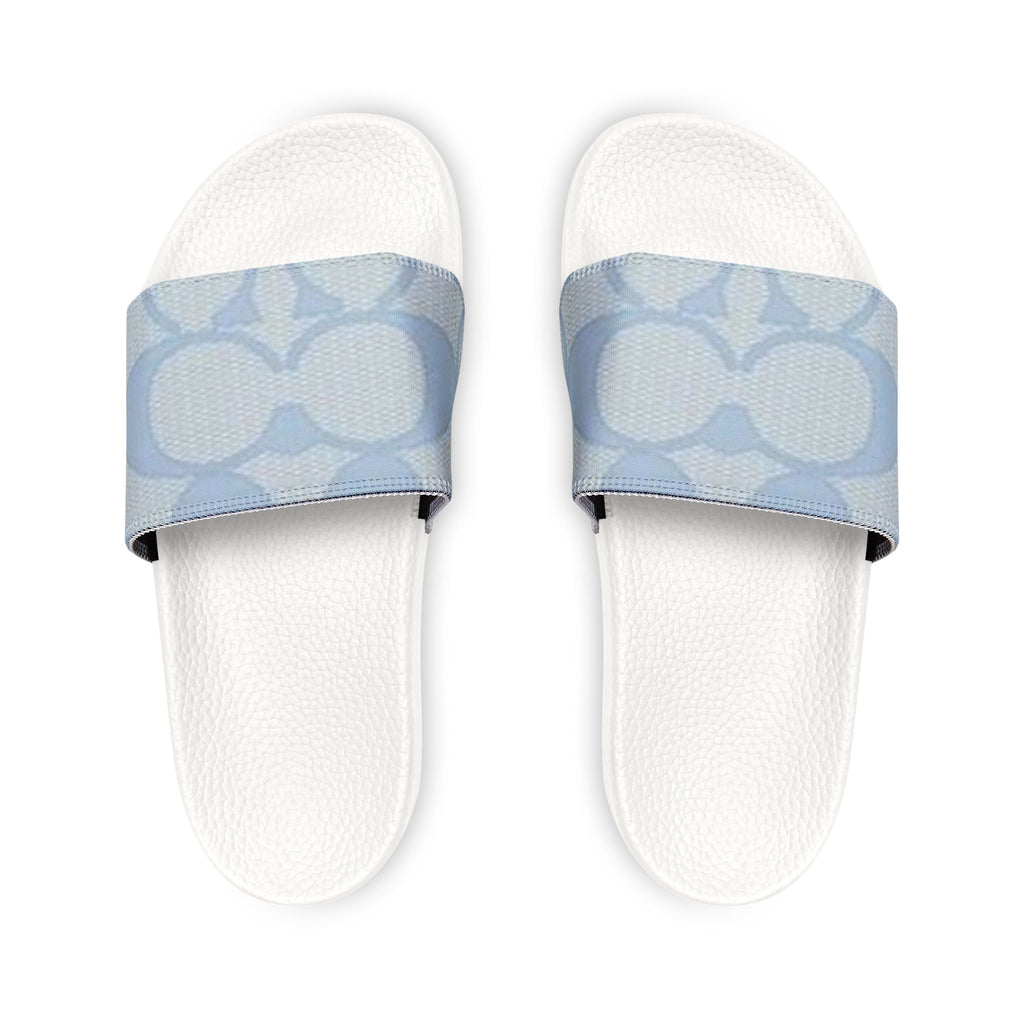 Women's Slide Sandals — Light Blue Patterned Removable-Strap Slides