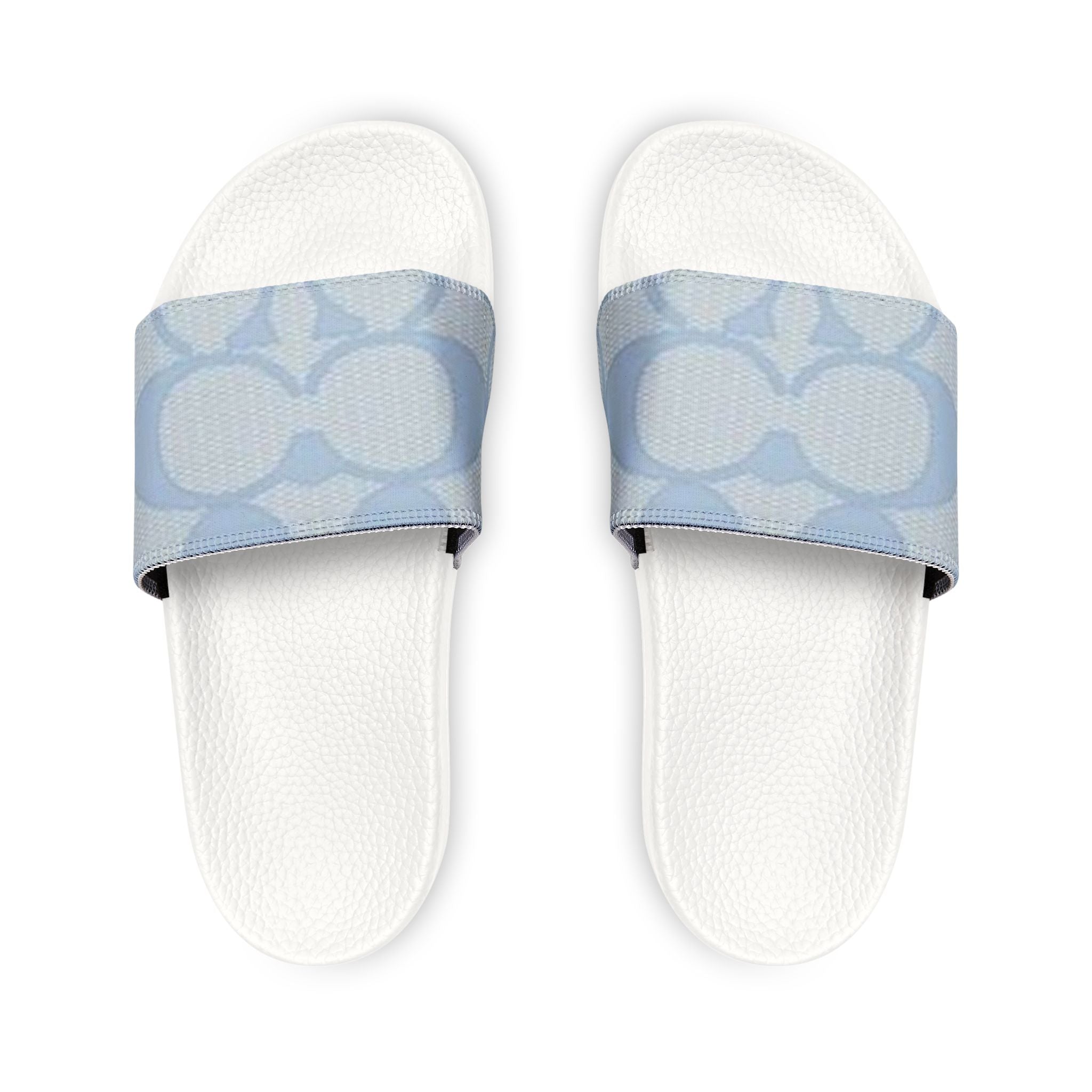 Women's Slide Sandals — Light Blue Patterned Removable-Strap Slides