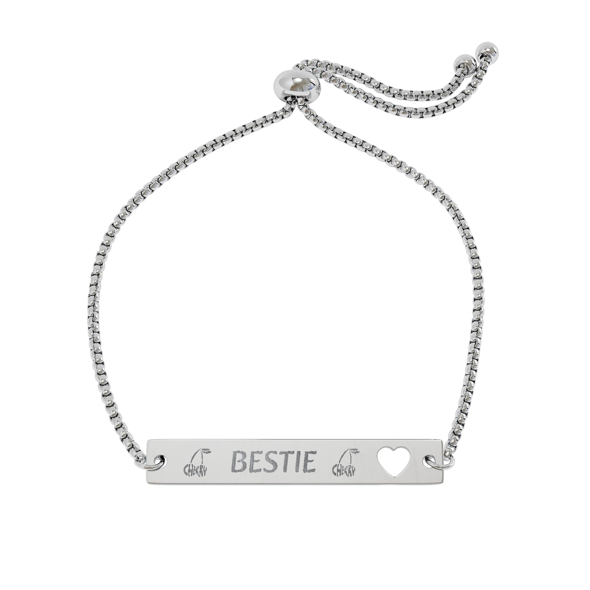 Engravable Heart Bar Bracelet — Adjustable Personalized Name Bracelet