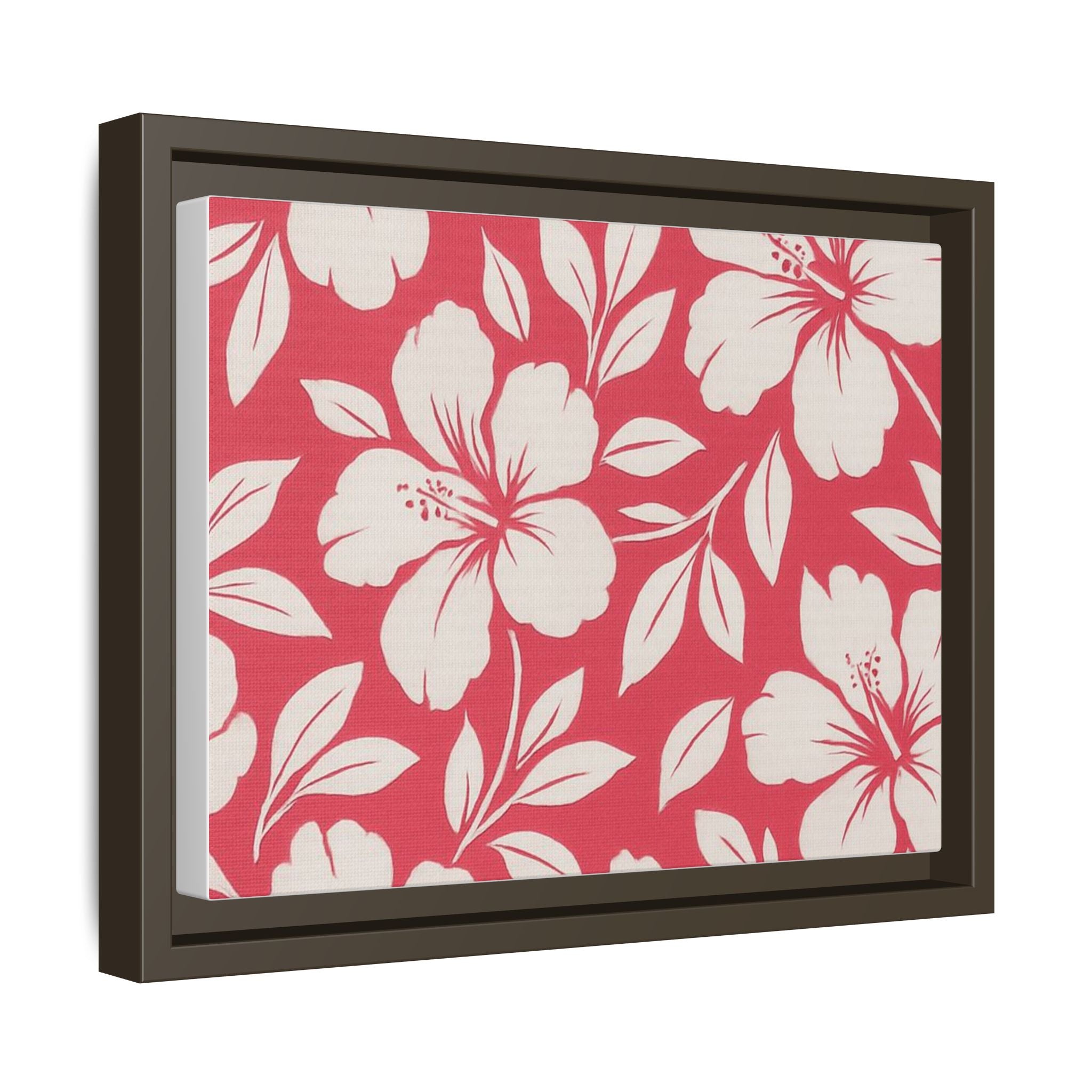 Framed Hibiscus Floral Matte Canvas — Tropical Pink Wall Art