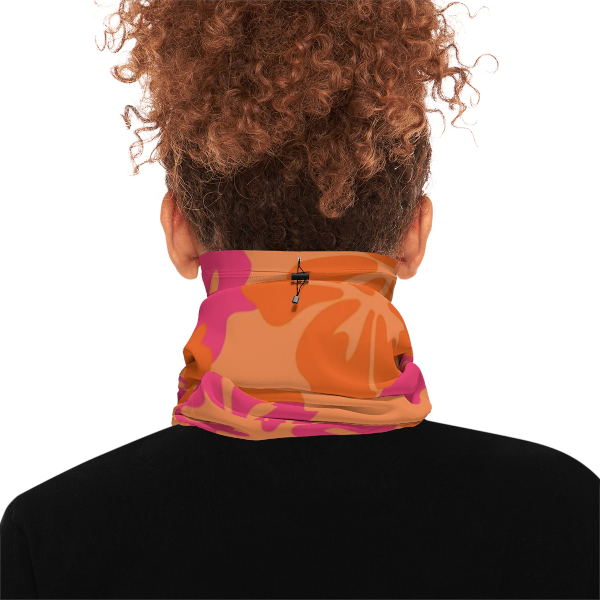 Floral Hibiscus Winter Neck Gaiter — Warm Drawstring Face Scarf