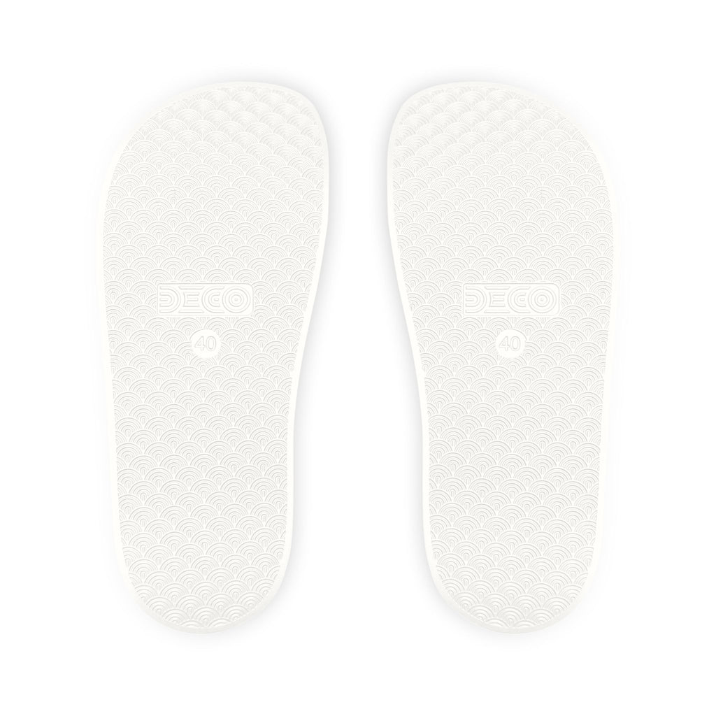 Women's Slide Sandals — Light Blue Patterned Removable-Strap Slides