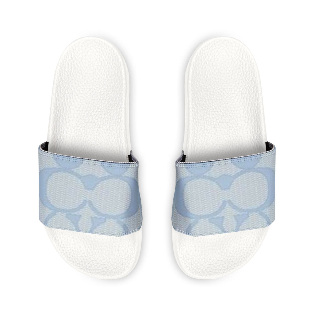 Women's Slide Sandals — Light Blue Patterned Removable-Strap Slides
