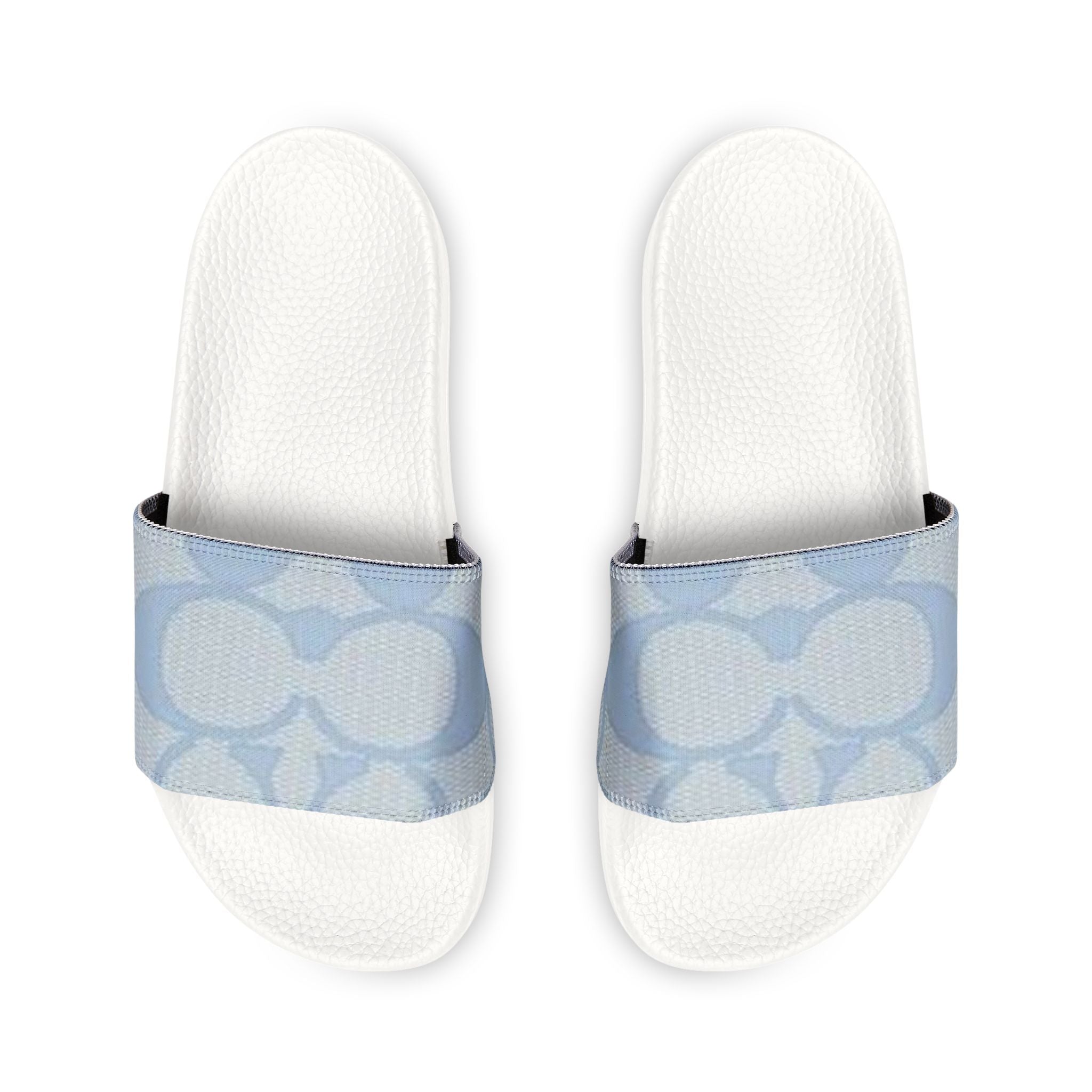 Women's Slide Sandals — Light Blue Patterned Removable-Strap Slides