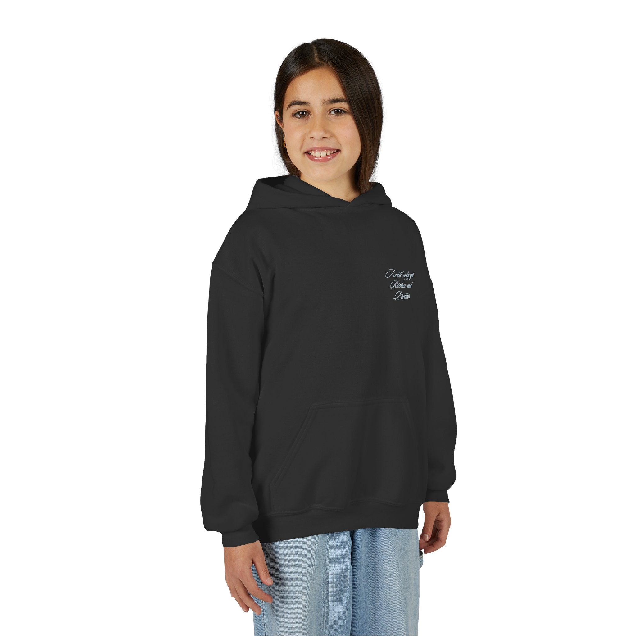 Youth Hoodie — Small Chest Script Design, Cozy Everyday Pullover