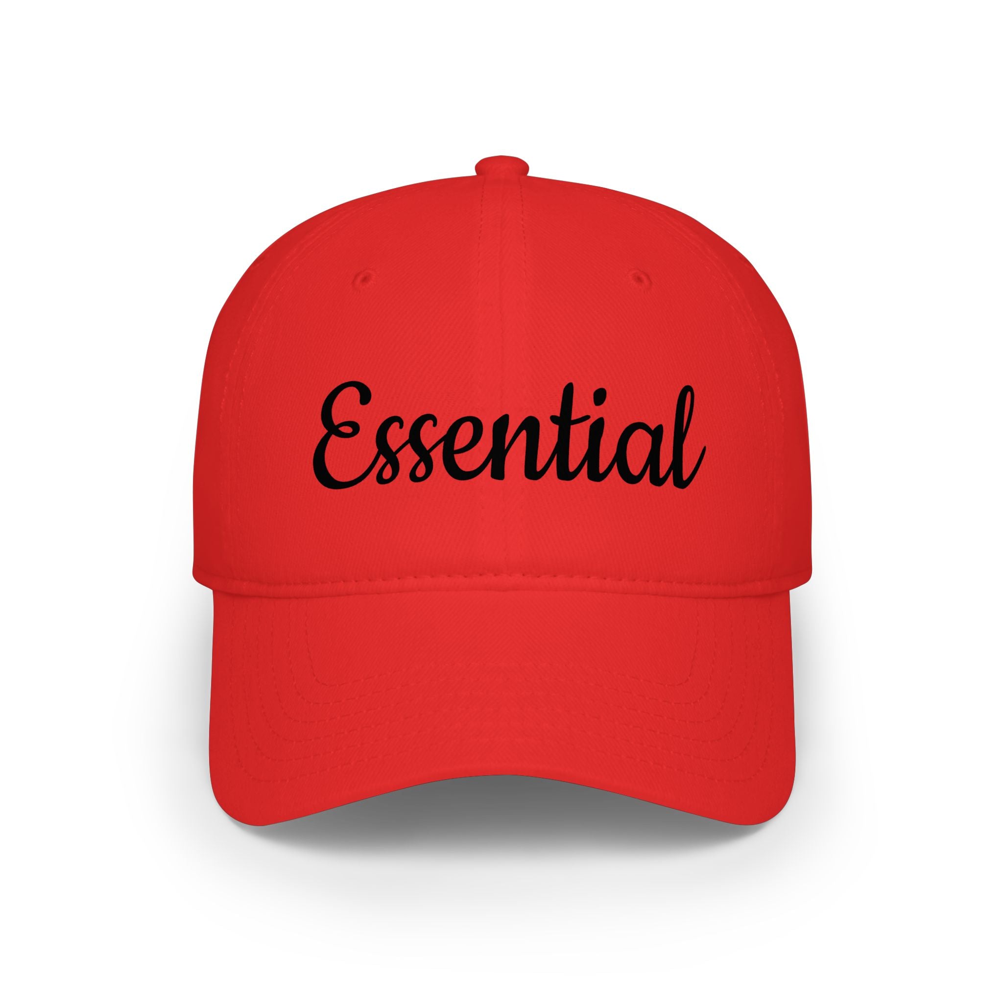 Essential Embroidered Baseball Cap — Red Low Profile Hat
