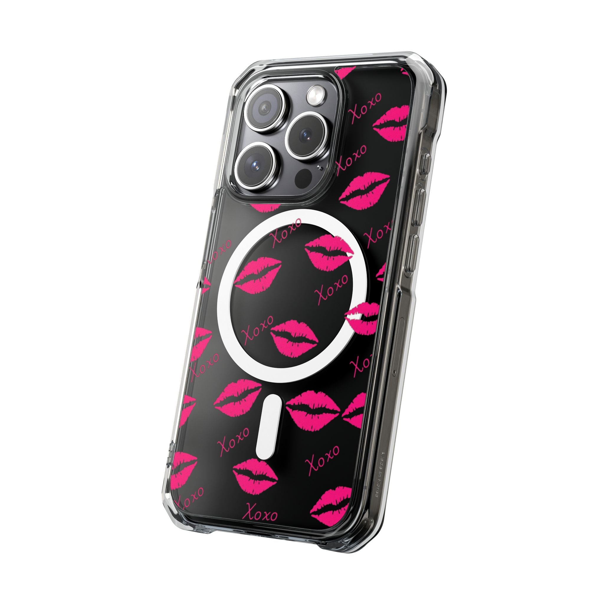 Clear Magnetic Phone Case — Pink Kiss XOXO Pattern