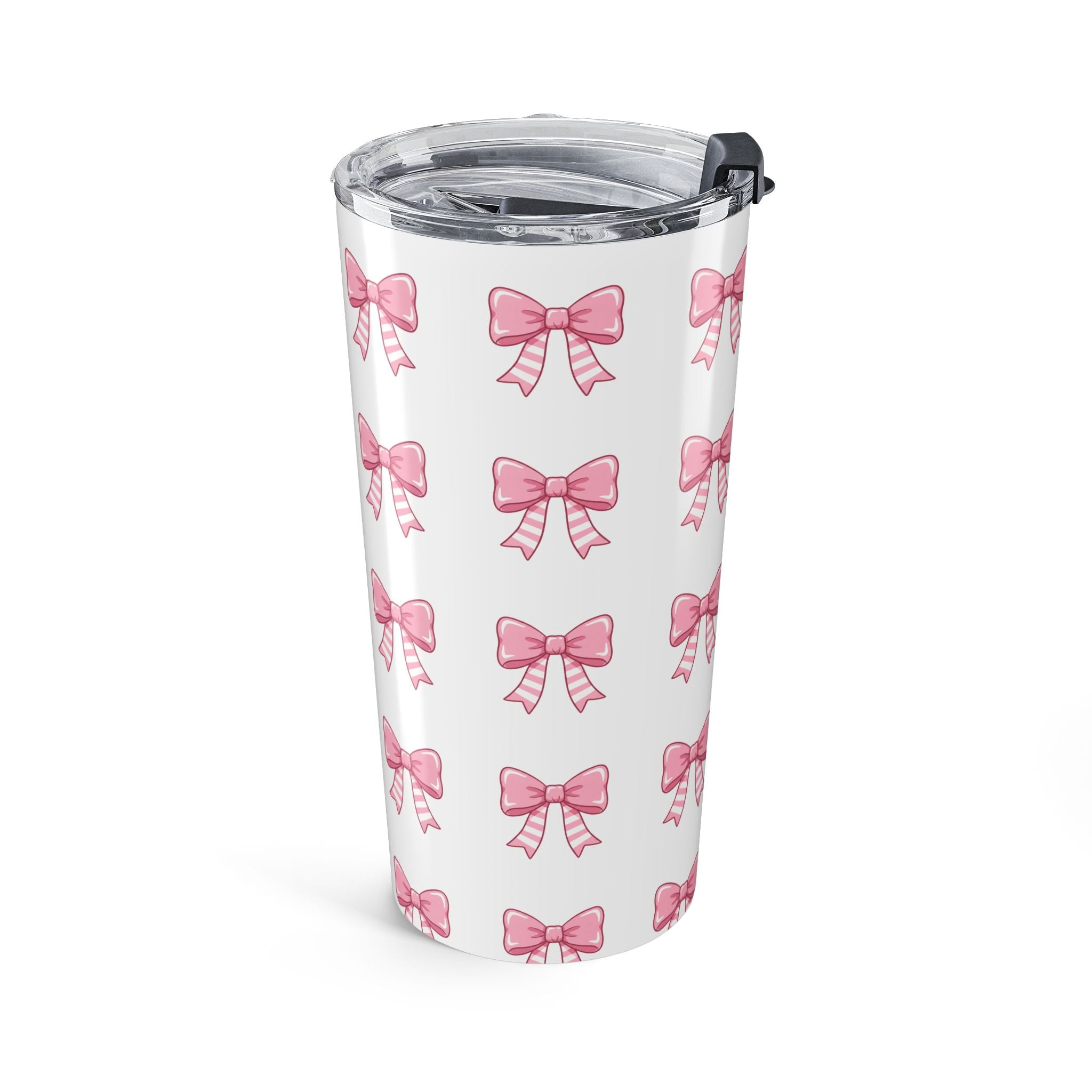 20oz Pink Bow Pattern Tumbler — Cute Girly Travel Mug for Gifts & Everyday Use