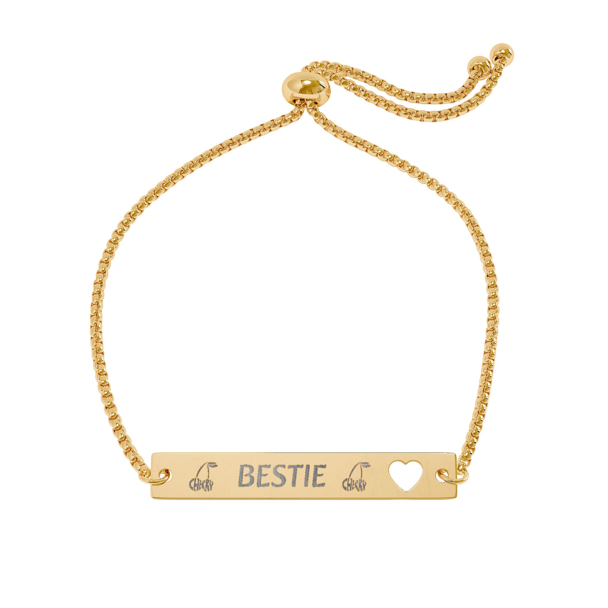 Engravable Heart Bar Bracelet — Adjustable Personalized Name Bracelet