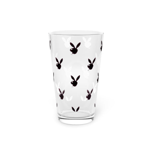 16oz Pint Glass with Playful Bunny Head Pattern — Cute Barware Gift