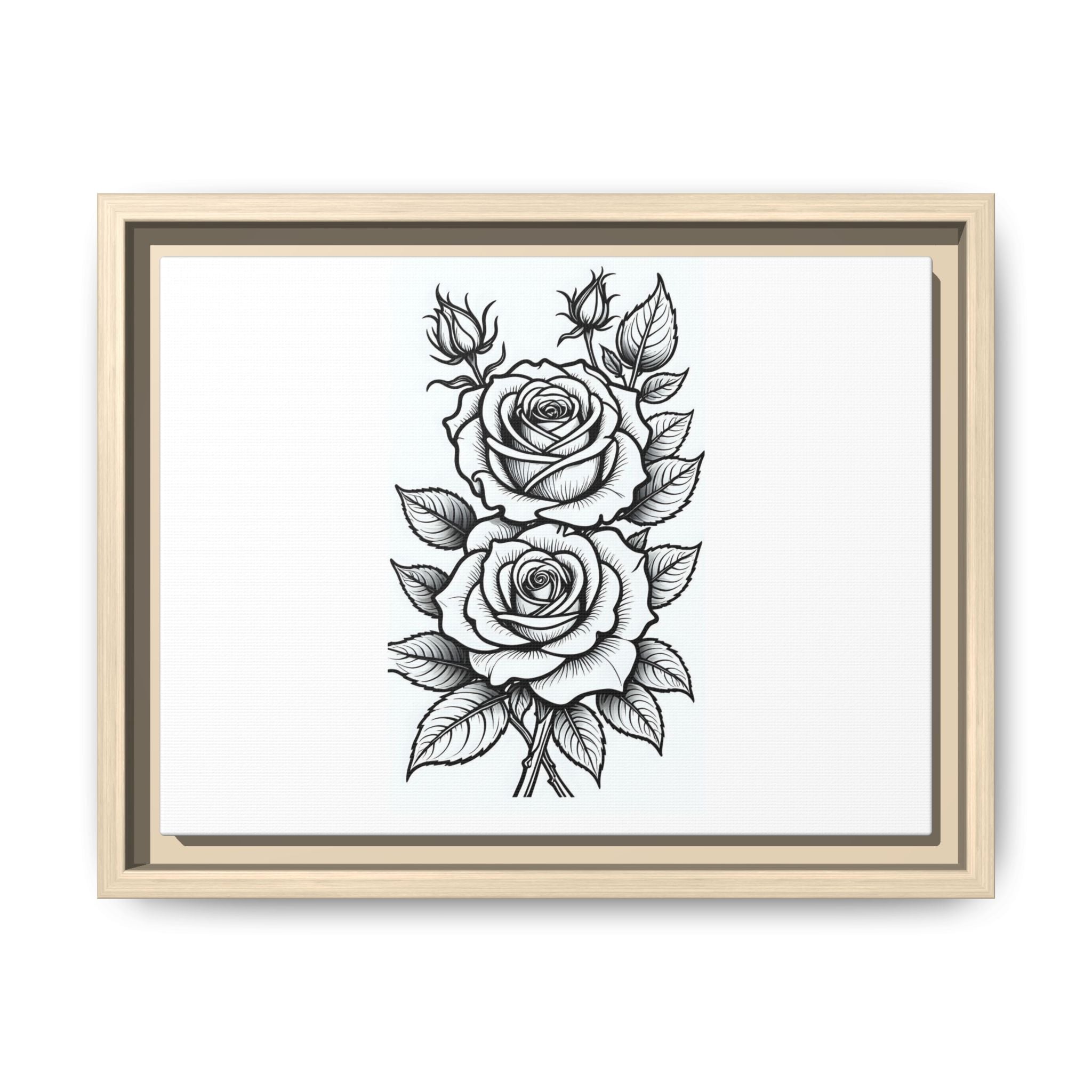 Framed Rose Illustration Matte Canvas Print