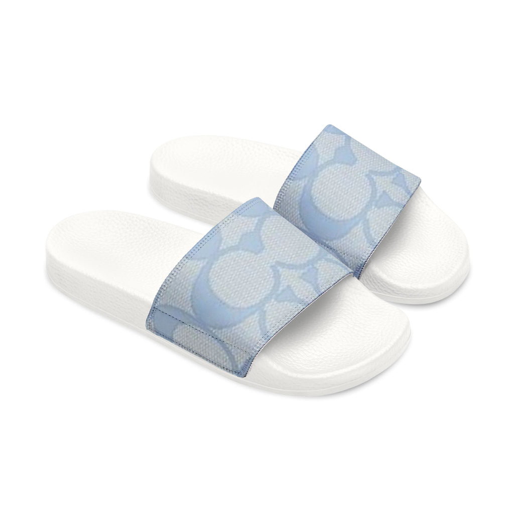 Women's Slide Sandals — Light Blue Patterned Removable-Strap Slides