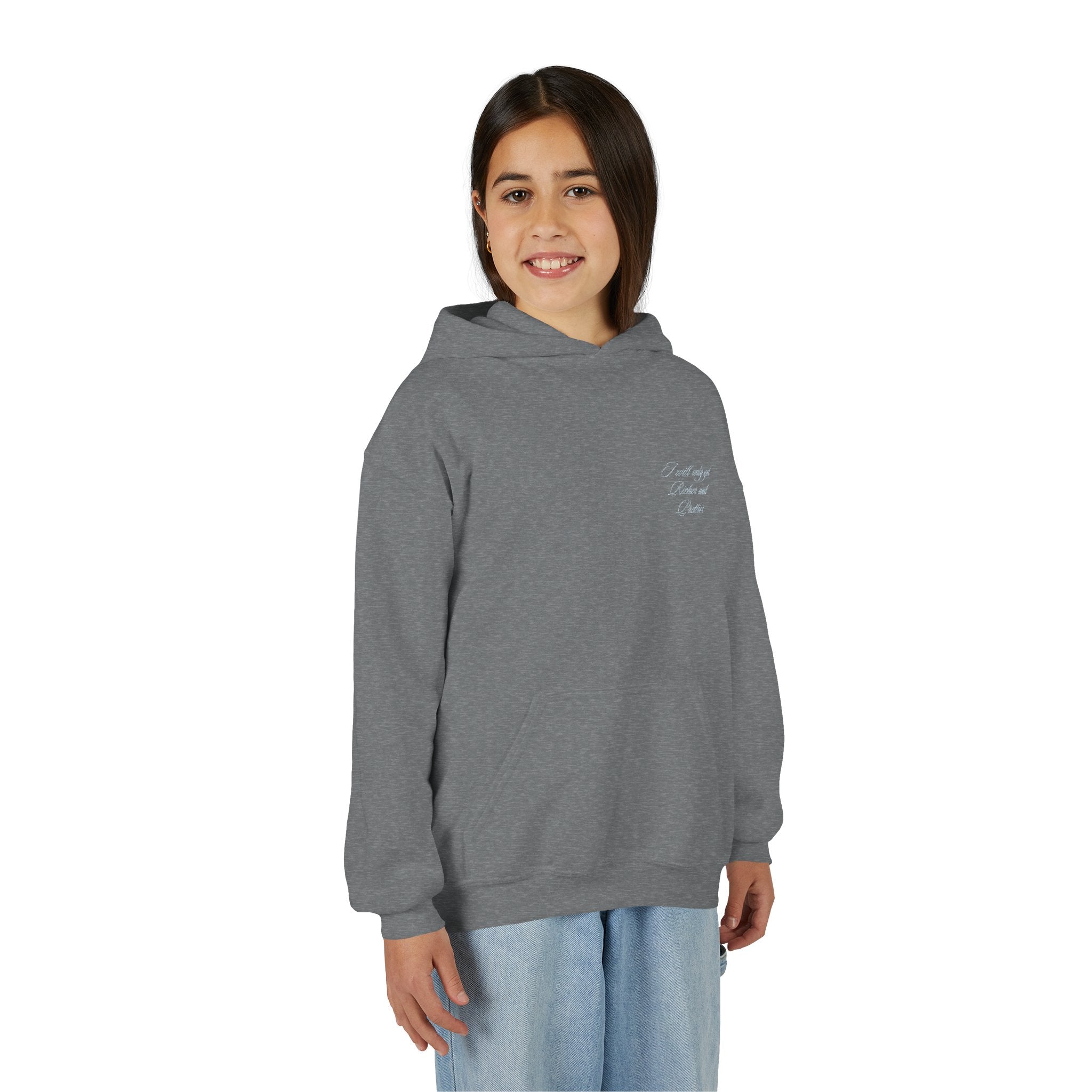 Youth Hoodie — Small Chest Script Design, Cozy Everyday Pullover