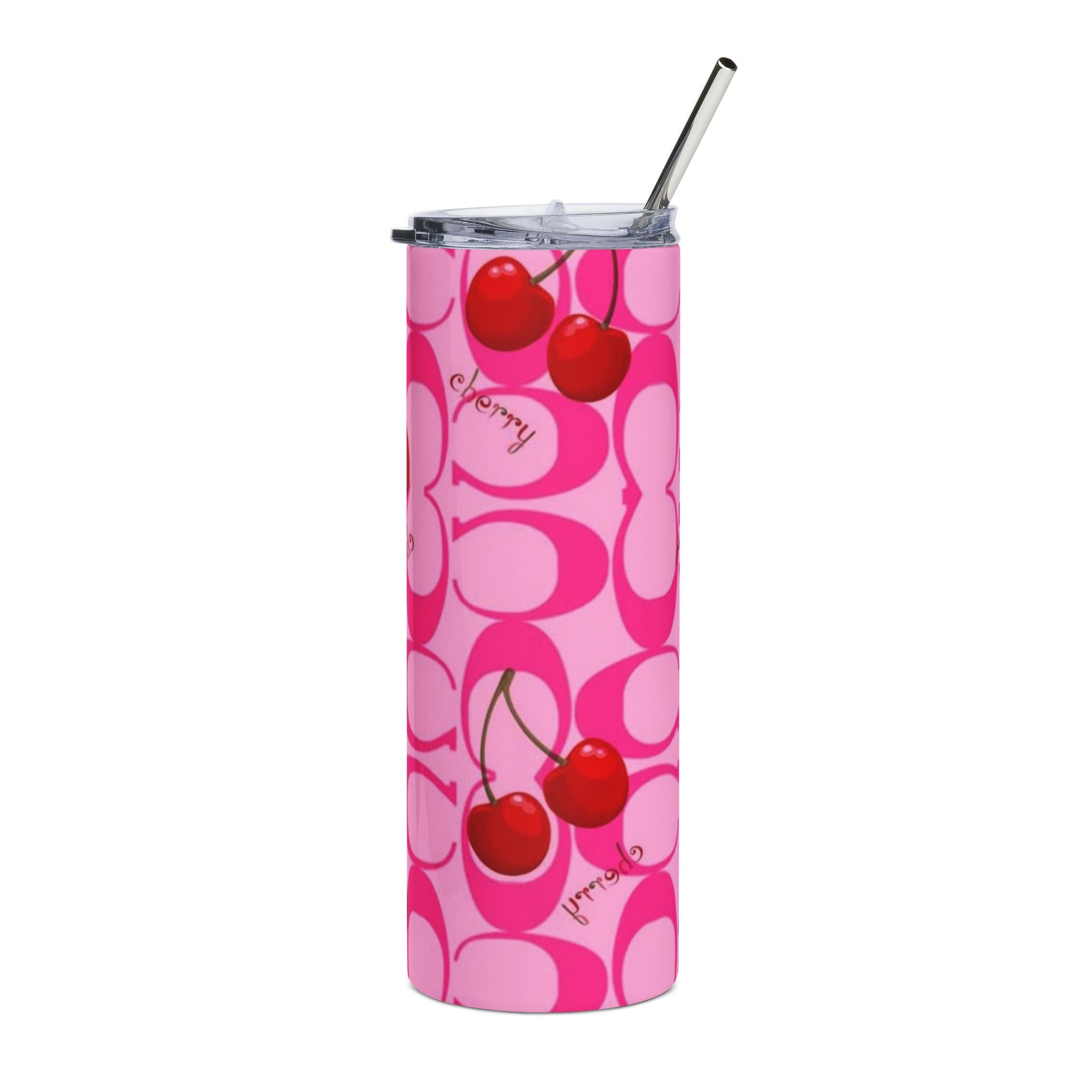 Cherry Pop 20oz Stainless Steel Tumbler — Pink Retro Pattern