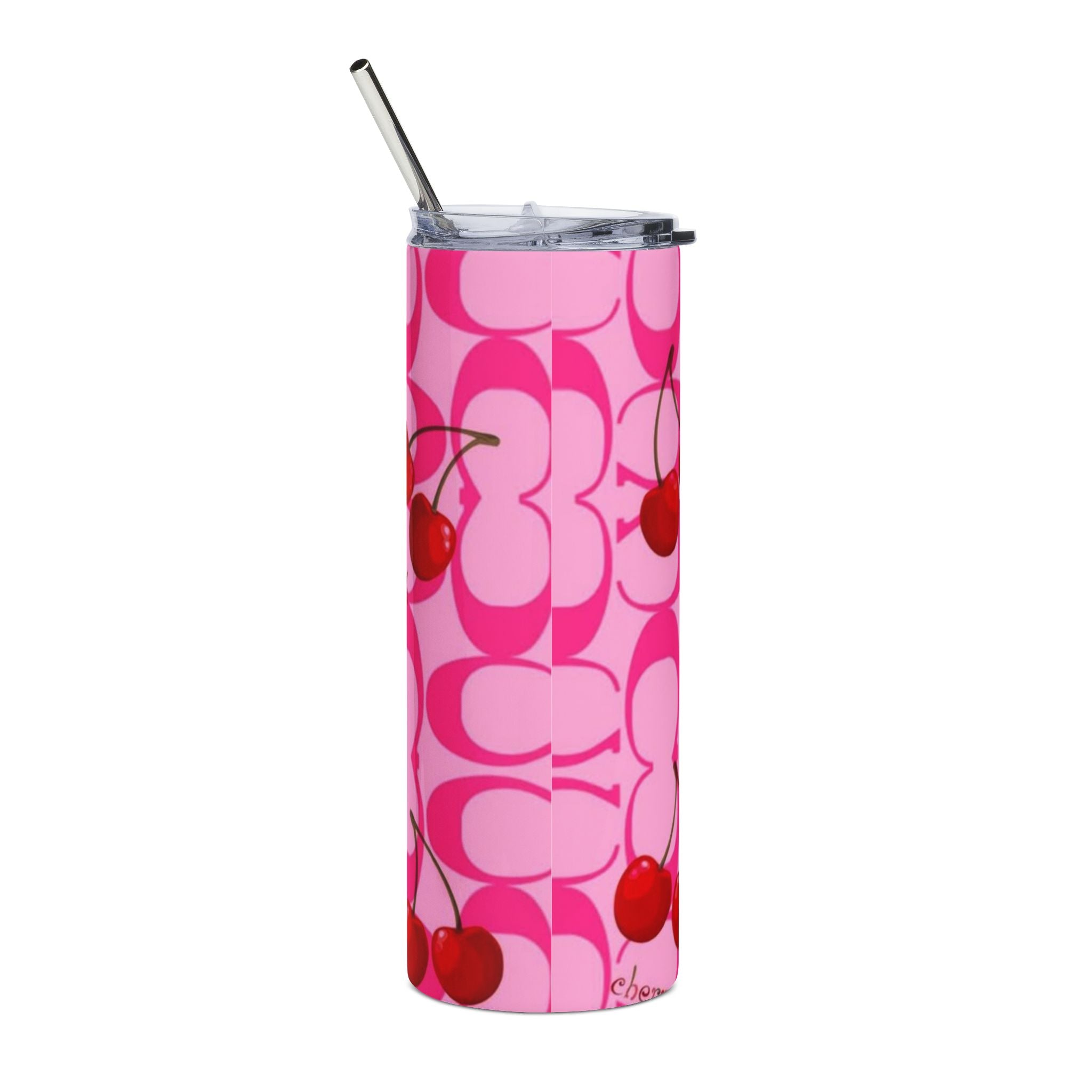 Cherry Pop 20oz Stainless Steel Tumbler — Pink Retro Pattern
