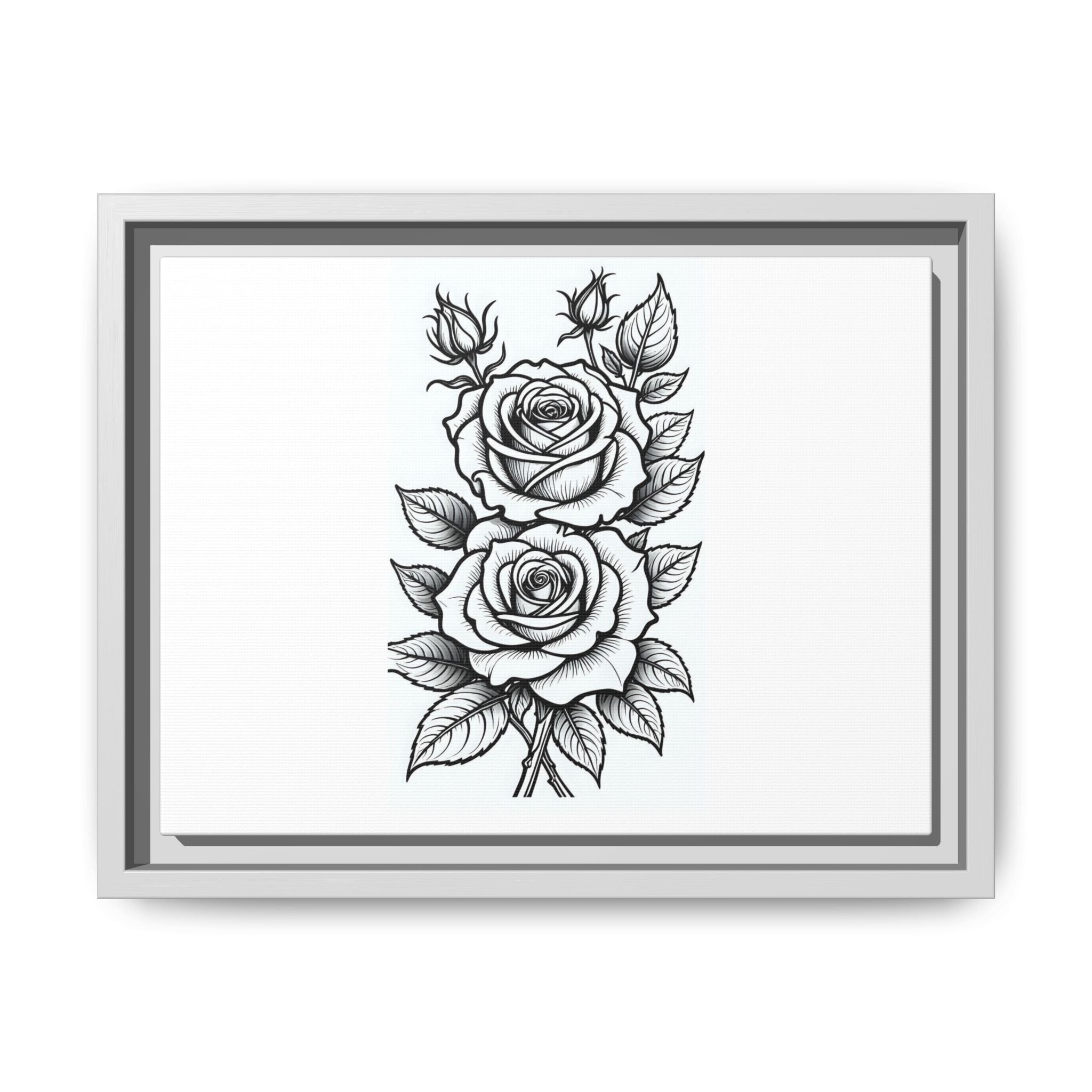 Framed Rose Illustration Matte Canvas Print