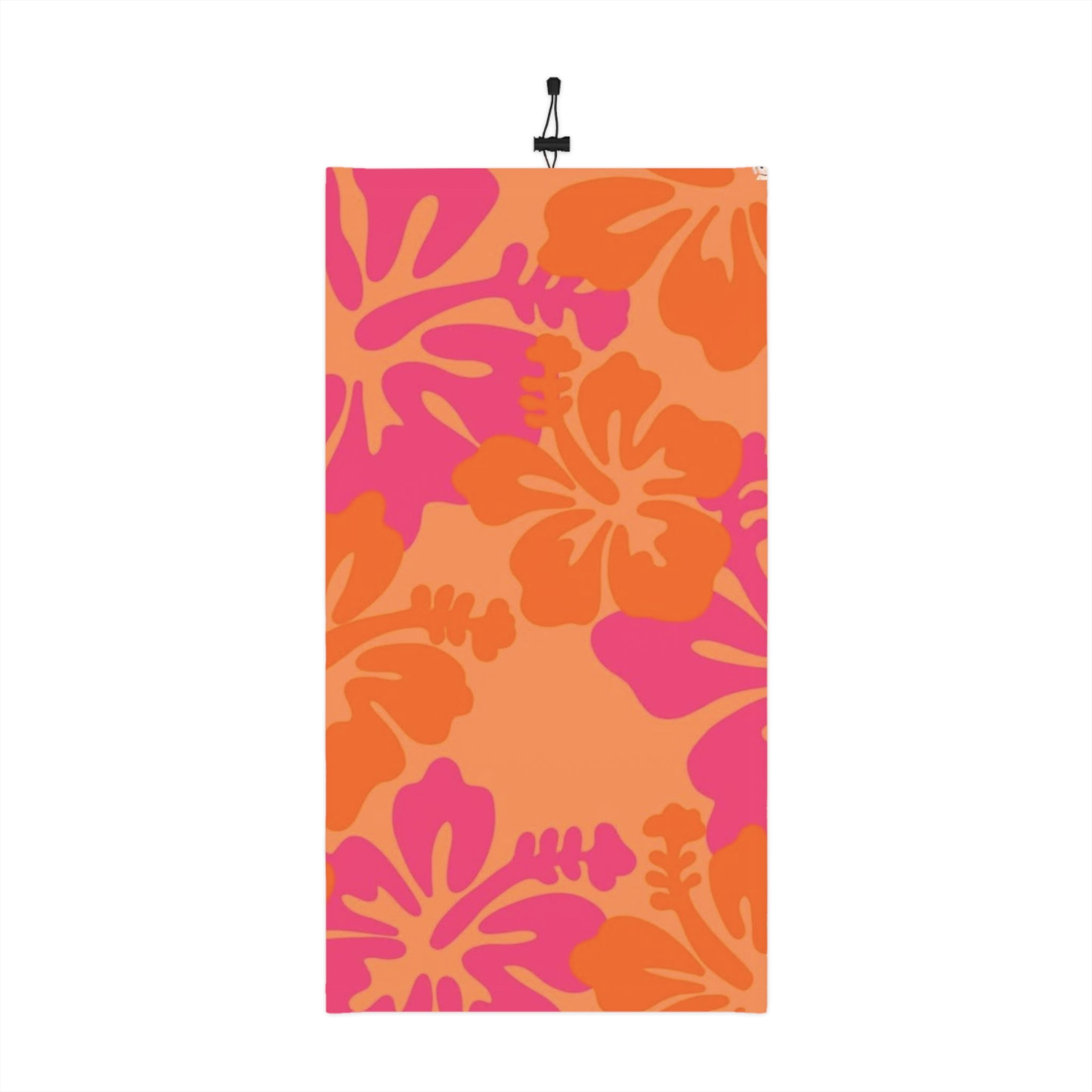 Floral Hibiscus Winter Neck Gaiter — Warm Drawstring Face Scarf