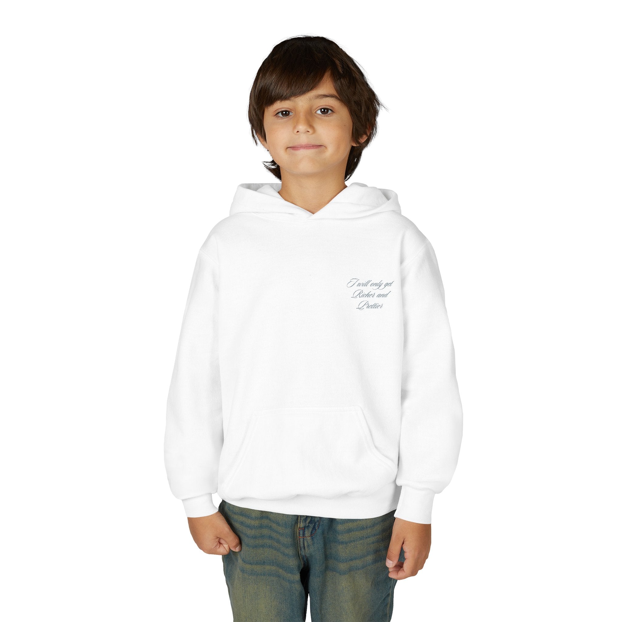 Youth Hoodie — Small Chest Script Design, Cozy Everyday Pullover