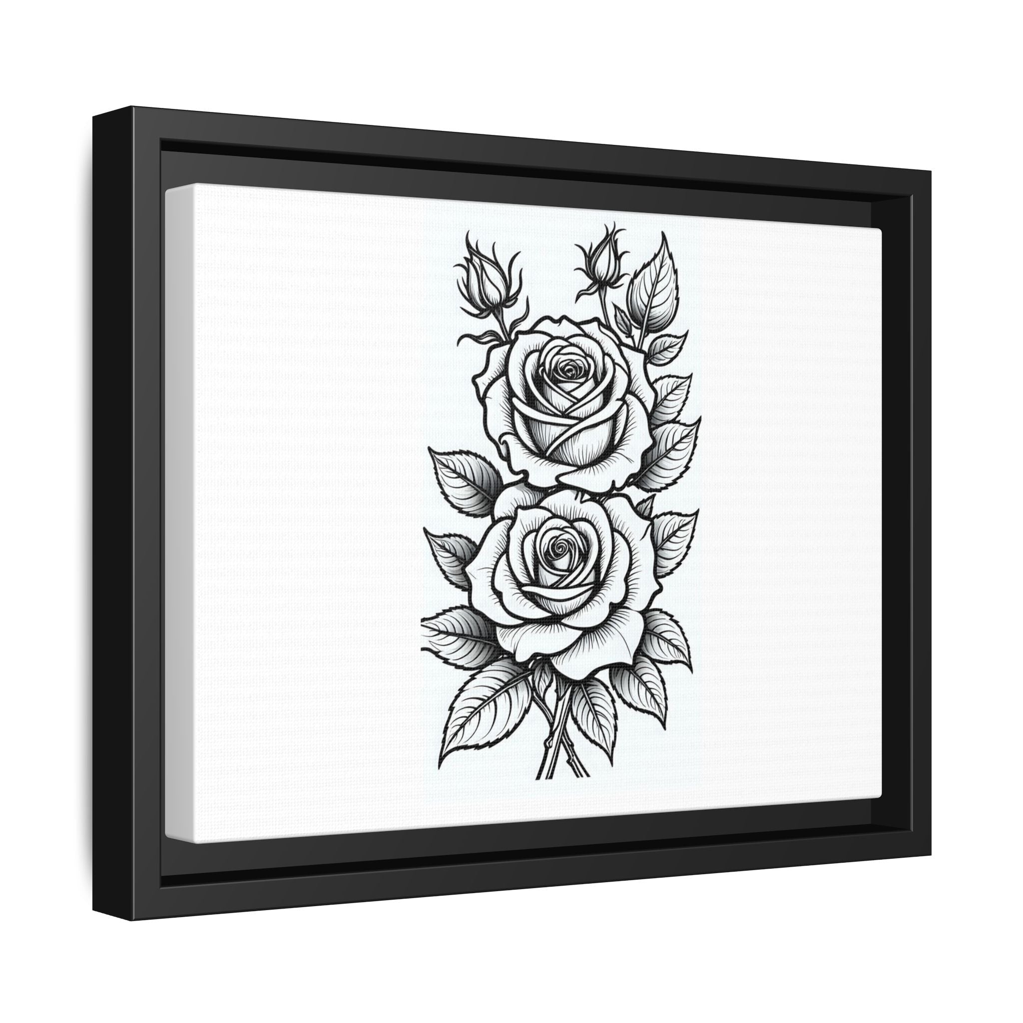 Framed Rose Illustration Matte Canvas Print
