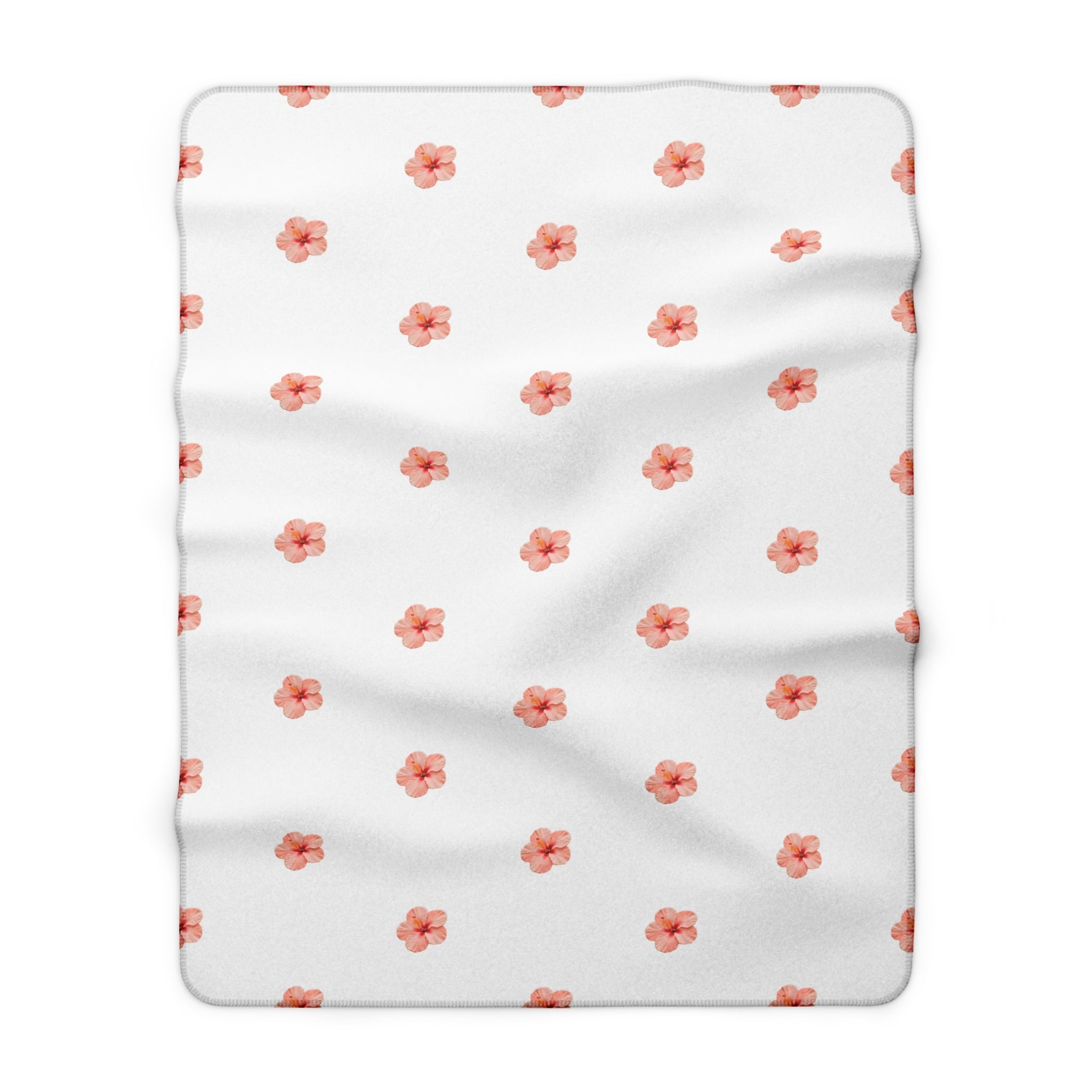 Floral Ditsy Sherpa Fleece Blanket — Soft Pink Flower Throw