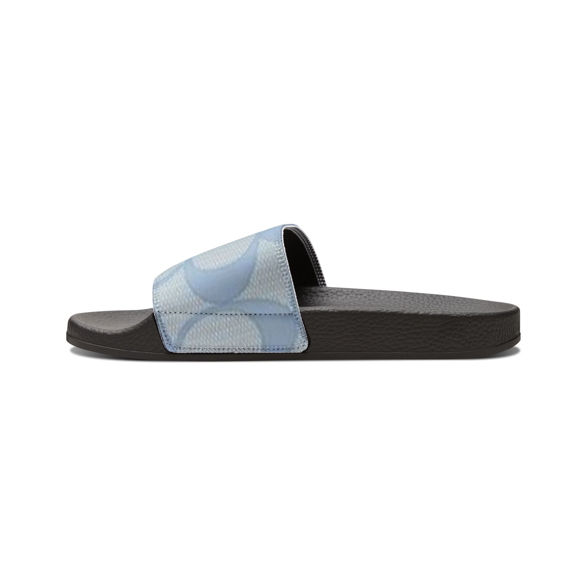 Women's Slide Sandals — Light Blue Patterned Removable-Strap Slides