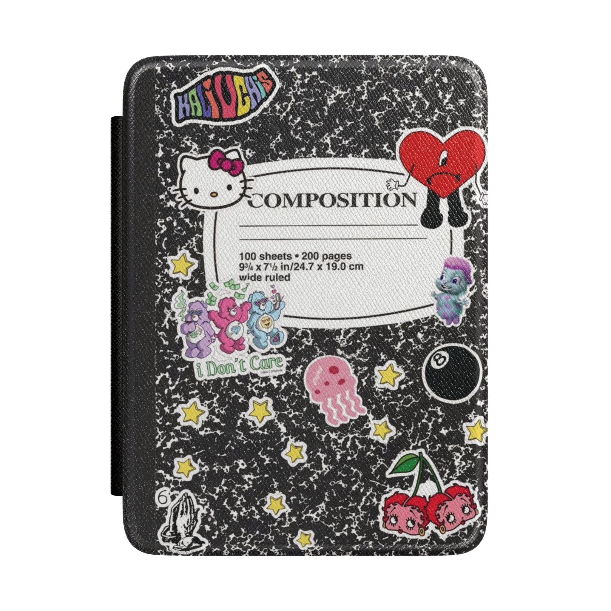 Cute Sticker Notebook Kindle Case – Composition Cover with Hello Kitty & Retro Charms