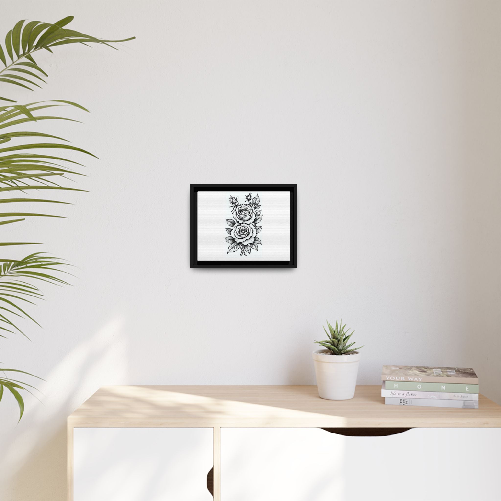 Framed Rose Illustration Matte Canvas Print