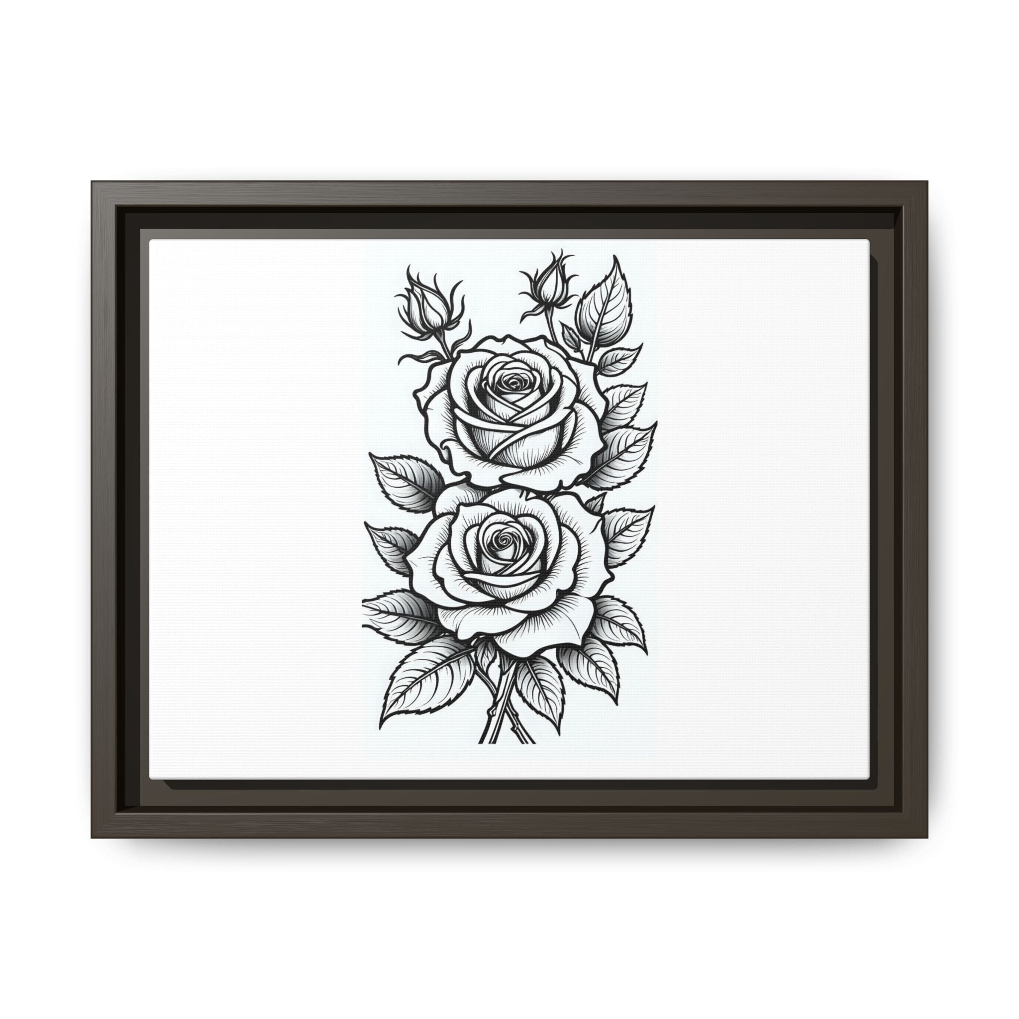 Framed Rose Illustration Matte Canvas Print