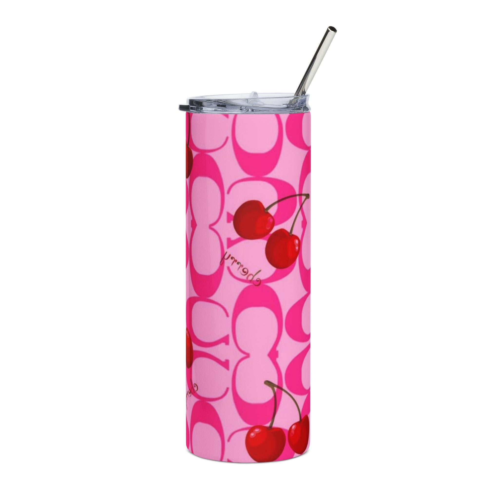 Cherry Pop 20oz Stainless Steel Tumbler — Pink Retro Pattern