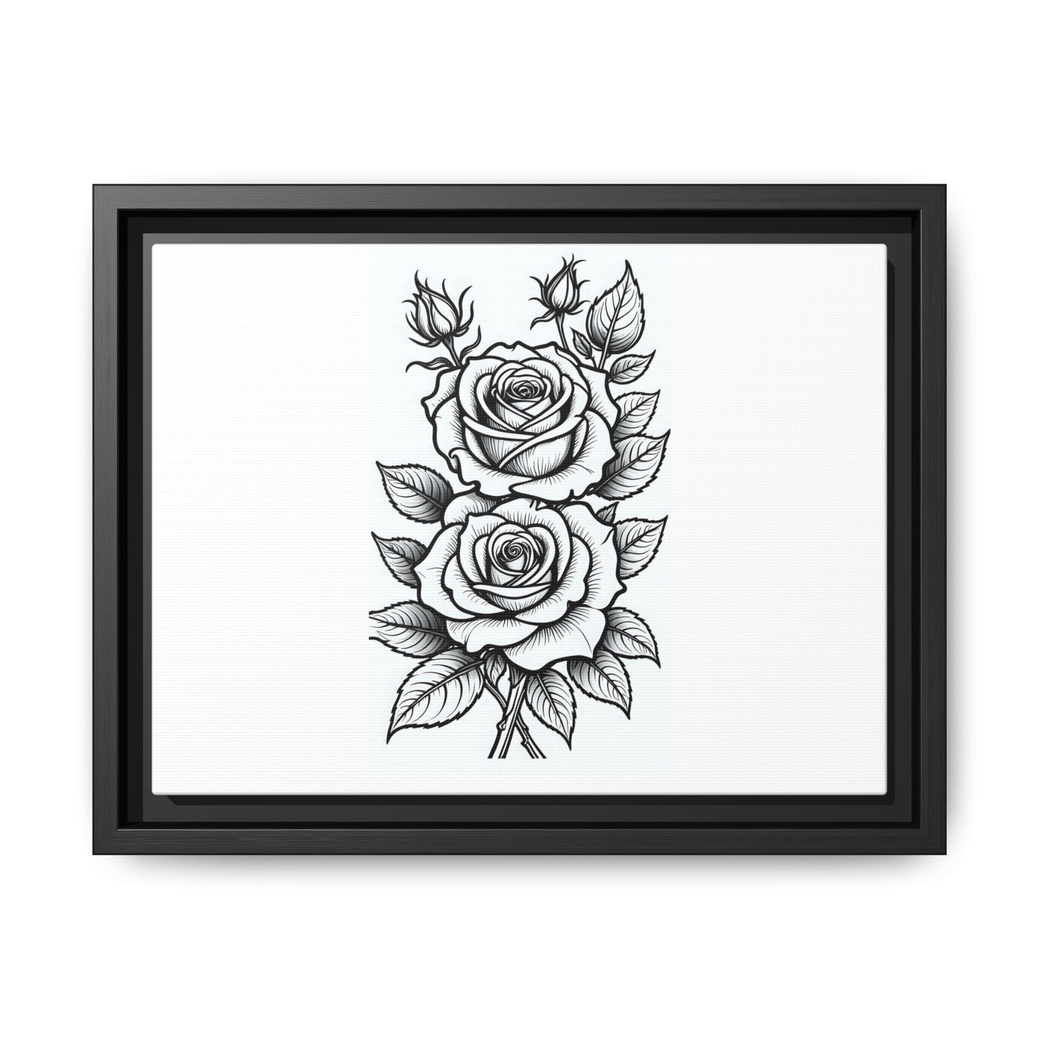 Framed Rose Illustration Matte Canvas Print