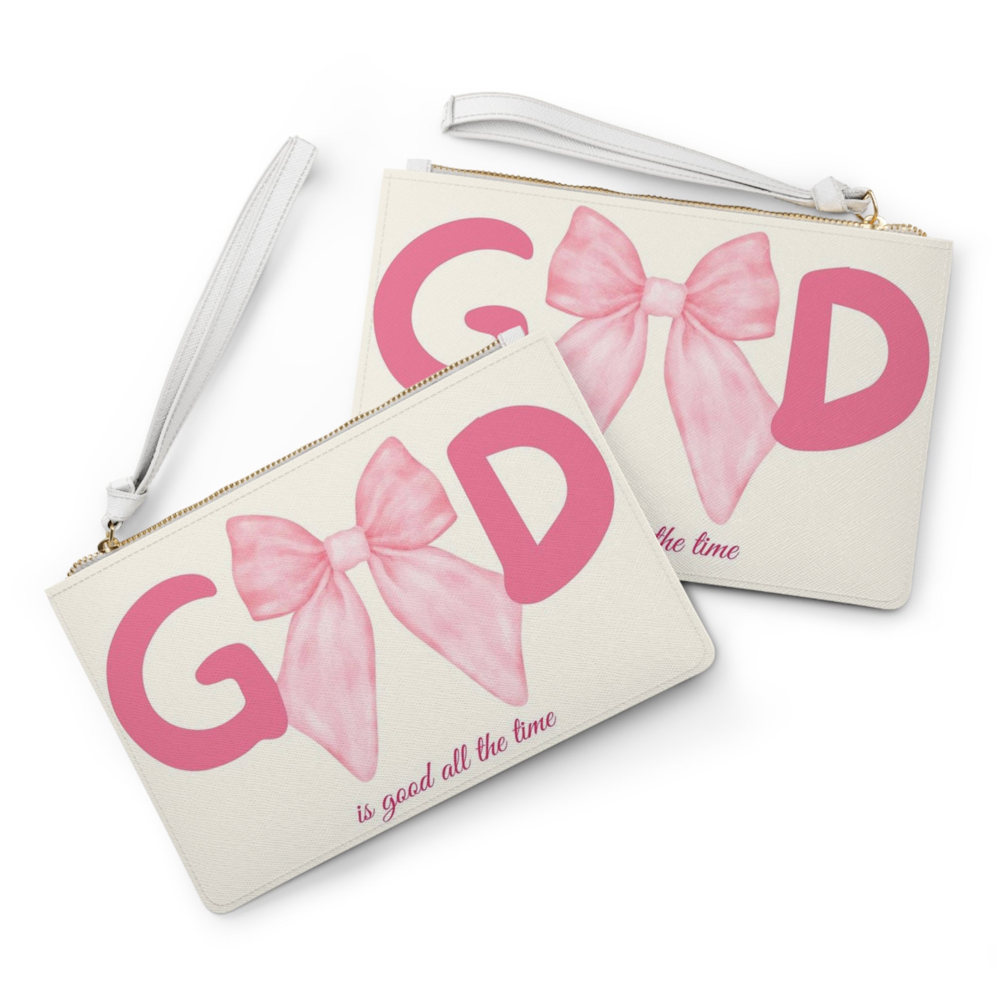 Clutch Bag — "Good is Good All the Time" Pink Bow Wristlet