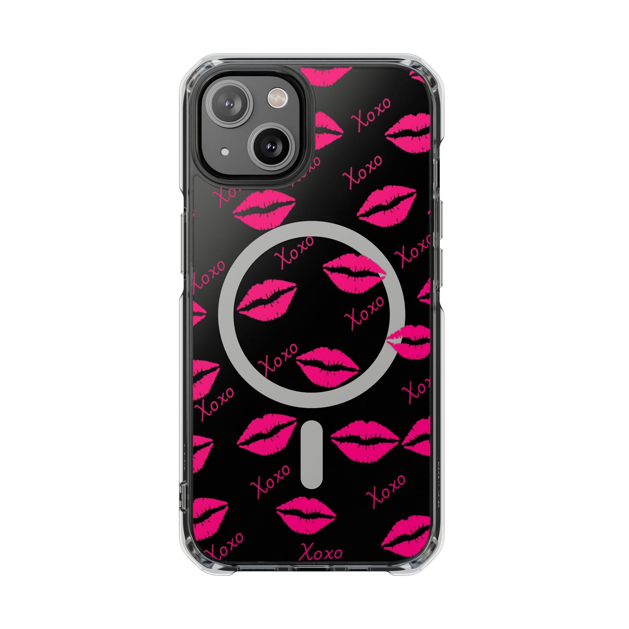 Clear Magnetic Phone Case — Pink Kiss XOXO Pattern