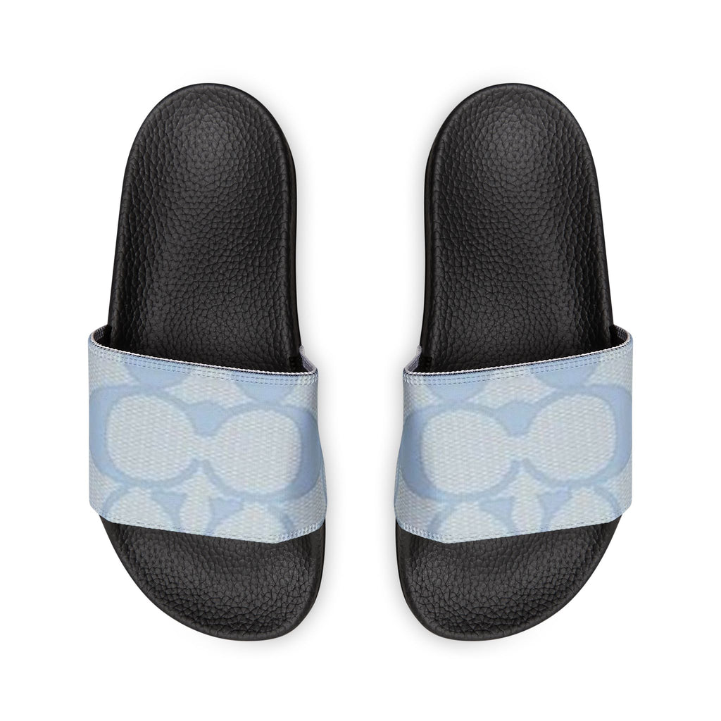 Women's Slide Sandals — Light Blue Patterned Removable-Strap Slides