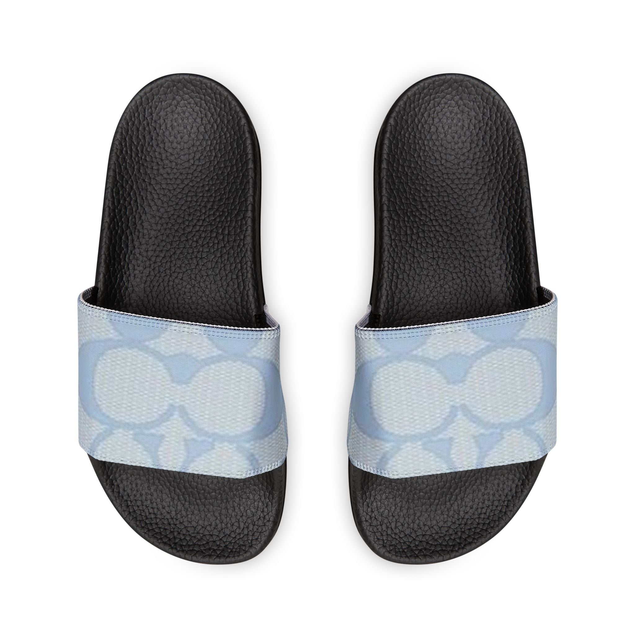 Women's Slide Sandals — Light Blue Patterned Removable-Strap Slides