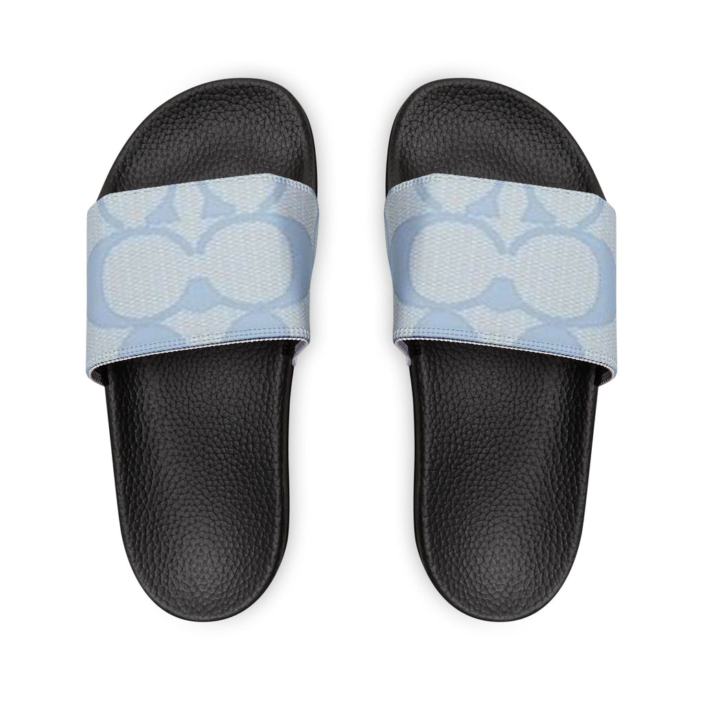 Women's Slide Sandals — Light Blue Patterned Removable-Strap Slides