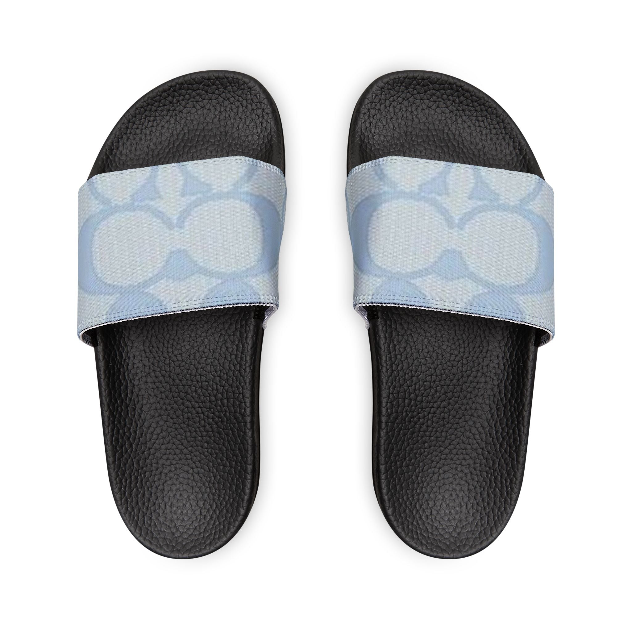 Women's Slide Sandals — Light Blue Patterned Removable-Strap Slides
