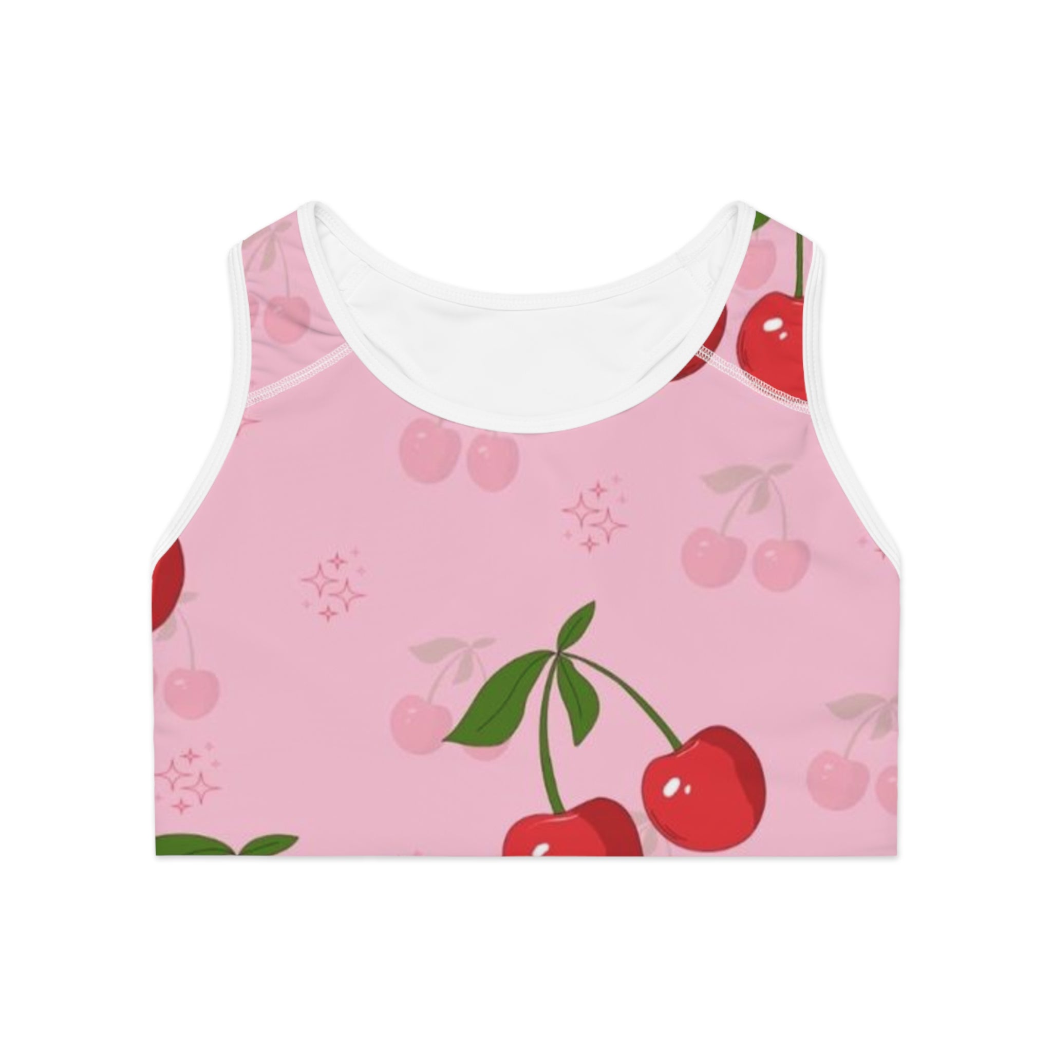 Cherry Blossom Pink Sports Bra — Cute Cherry Pattern Activewear