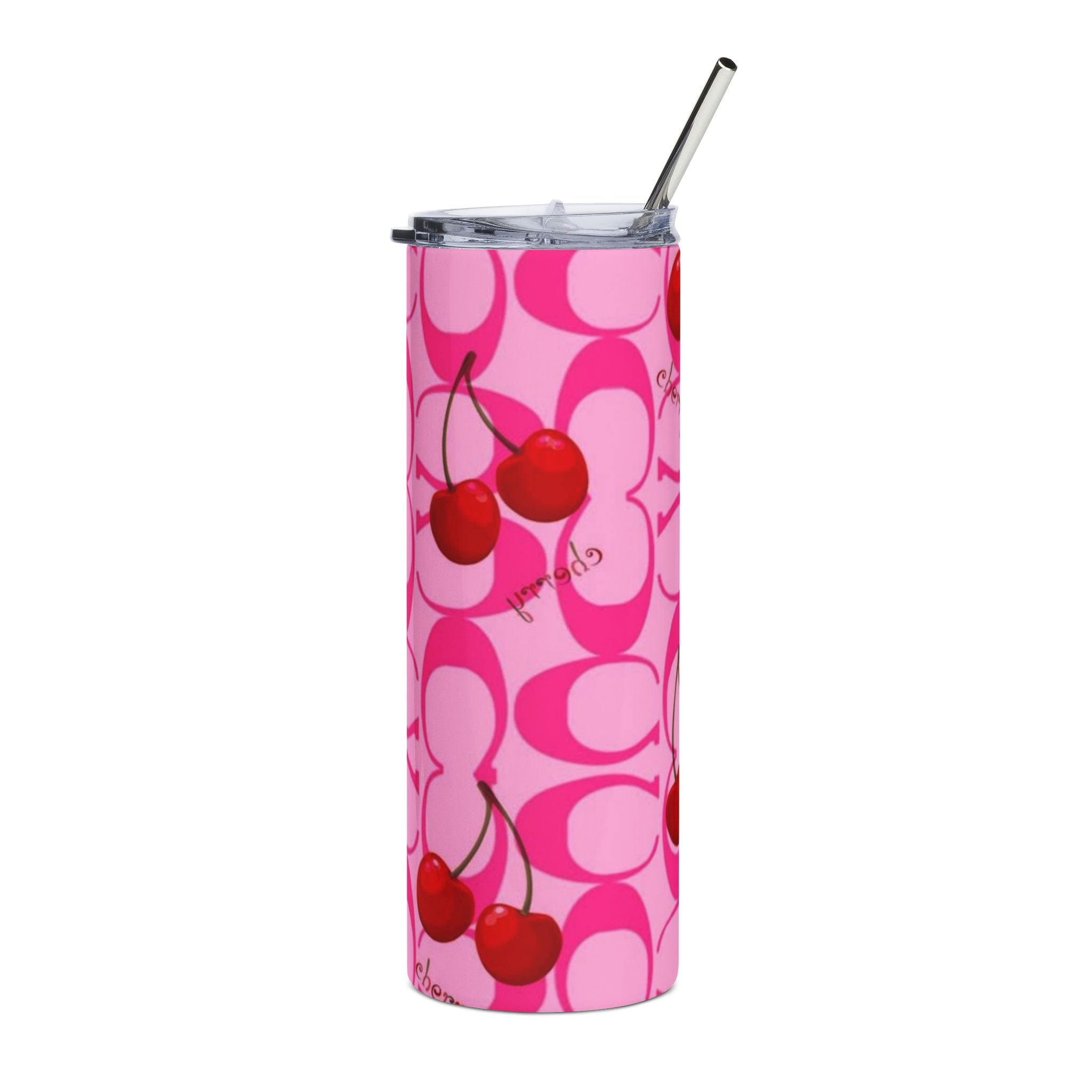 Cherry Pop 20oz Stainless Steel Tumbler — Pink Retro Pattern